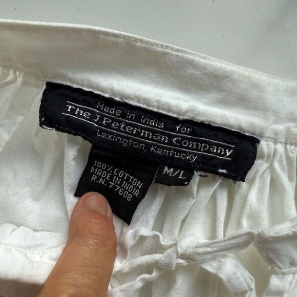 The J. Peterman Company 100% Cotton Peasant Blouse Top Women's Size M/L White - Picture 4 of 5